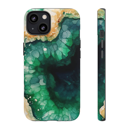 Green Geode in Watercolor - Impact Resistant Phone Case iPhone 13 Matte